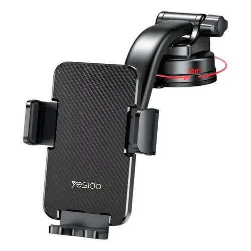 SOPORTE CELULAR AUTO CON VENTOSA YESIDO C172 PARA TABLERO 4.7 A 7.2 PULGADAS NEGRO - 2