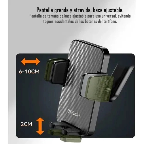 SOPORTE CELULAR AUTO CON VENTOSA YESIDO C172 PARA TABLERO 4.7 A 7.2 PULGADAS NEGRO - 5