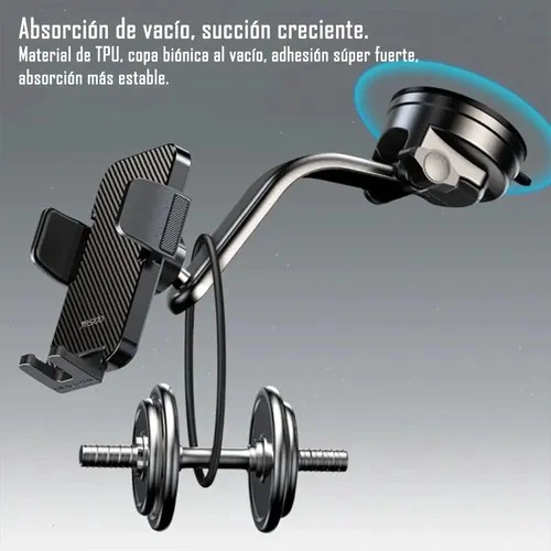 SOPORTE CELULAR AUTO CON VENTOSA YESIDO C172 PARA TABLERO 4.7 A 7.2 PULGADAS NEGRO - 6