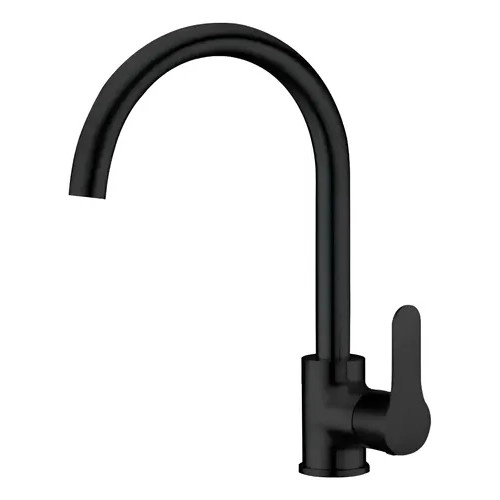 LLAVE GRIFERIA LAVAPLATOS MONOMANDO CUELLO CISNE GIRATORIO NEGRO MATE FRIO CALOR - 1