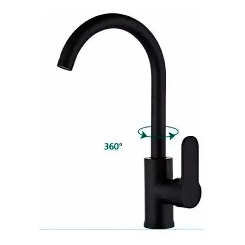 LLAVE GRIFERIA LAVAPLATOS MONOMANDO CUELLO CISNE GIRATORIO NEGRO MATE FRIO CALOR - 2