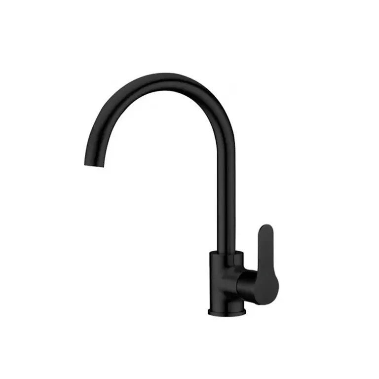 LLAVE GRIFERIA LAVAPLATOS MONOMANDO CUELLO CISNE GIRATORIO NEGRO MATE FRIO CALOR - 4