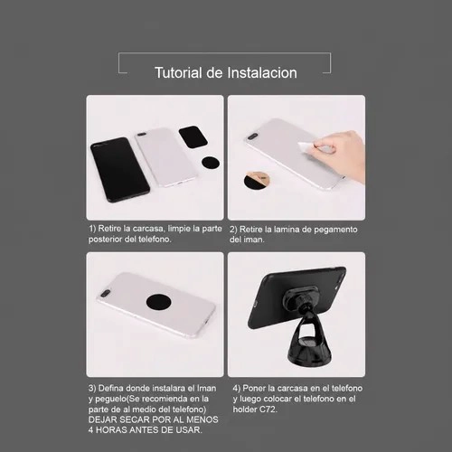 SOPORTE CELULAR AUTO MAGNETICO YESIDO C72 CON VENTOSA ROTACION 360 NEGRO - 2