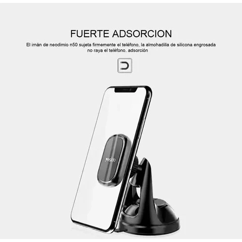 SOPORTE CELULAR AUTO MAGNETICO YESIDO C72 CON VENTOSA ROTACION 360 NEGRO - 3