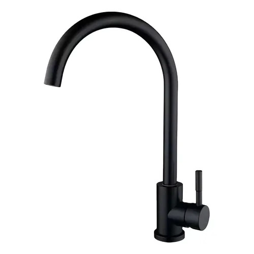 LLAVE GRIFERIA LAVAPLATOS MONOMANDO CUELLO ALTO GIRATORIO ACERO INOXIDABLE NEGRO TAP10 - 1