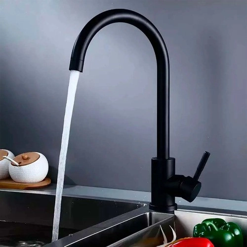 LLAVE GRIFERIA LAVAPLATOS MONOMANDO CUELLO ALTO GIRATORIO ACERO INOXIDABLE NEGRO TAP10 - 5