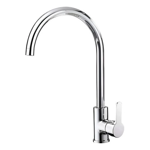 LLAVE GRIFERIA LAVAPLATOS MONOMANDO CUELLO CISNE GIRATORIO PLATEADO FRIO CALOR TAP25 - 1