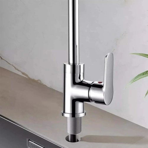 LLAVE GRIFERIA LAVAPLATOS MONOMANDO CUELLO CISNE GIRATORIO PLATEADO FRIO CALOR TAP25 - 5