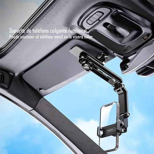SOPORTE CELULAR AUTO COLGANTE TIPO PINZA YESIDO C194 PARA ESPEJO RETROVISOR Y PARASOL NEGRO - 2