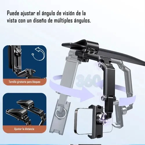 SOPORTE CELULAR AUTO COLGANTE TIPO PINZA YESIDO C194 PARA ESPEJO RETROVISOR Y PARASOL NEGRO - 4