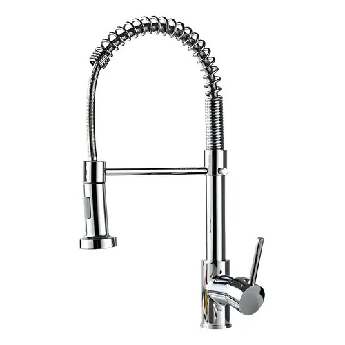 LLAVE GRIFERIA LAVAPLATOS CUELLO CISNE FLEXIBLE CON ROCIADOR PLATEADO TAP03 - 1