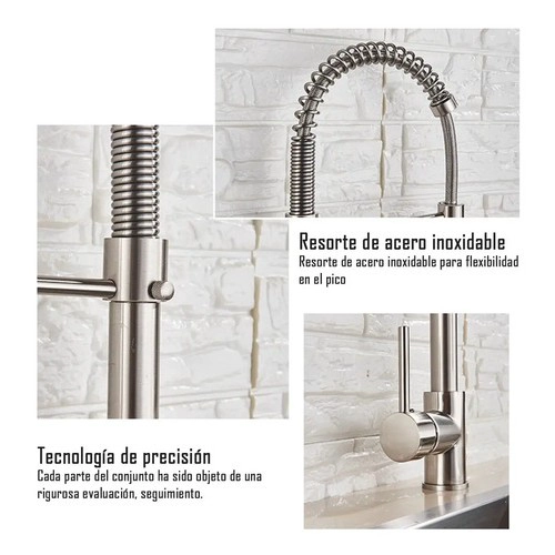LLAVE GRIFERIA LAVAPLATOS CUELLO CISNE FLEXIBLE CON ROCIADOR PLATEADO TAP03 - 3