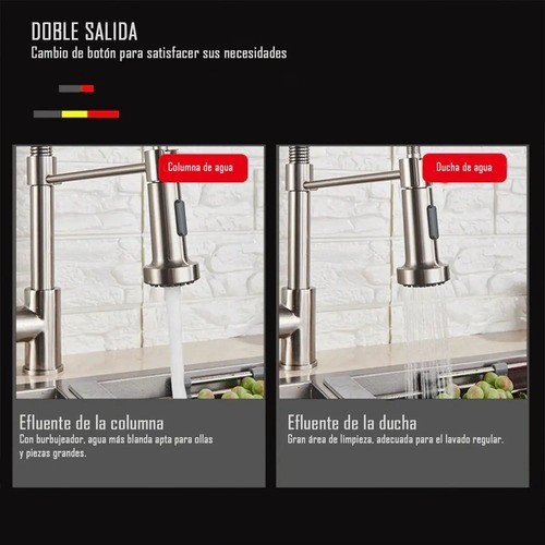 LLAVE GRIFERIA LAVAPLATOS CUELLO CISNE FLEXIBLE CON ROCIADOR PLATEADO TAP03 - 4