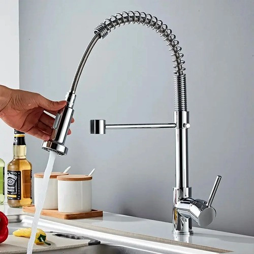 LLAVE GRIFERIA LAVAPLATOS CUELLO CISNE FLEXIBLE CON ROCIADOR PLATEADO TAP03 - 6