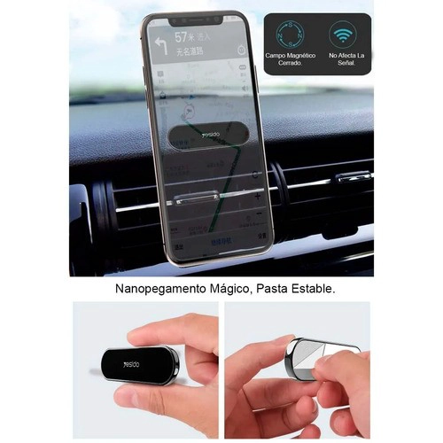 SOPORTE CELULAR MAGNETICO PARA AUTO YESIDO C83 IMAN N50 NEGRO - 5