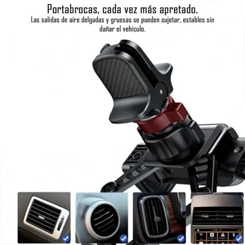 SOPORTE CELULAR PARA AUTO REJILLA DE VENTILACION YESIDO C166 NEGRO - 6