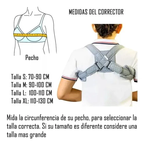 CORRECTOR DE POSTURA PARA ESPALDA UNISEX GRIS TALLA M - 2
