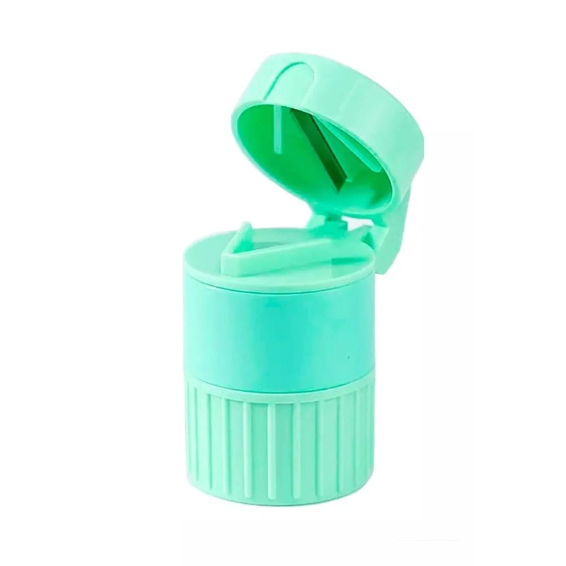 PASTILLERO CONTENEDOR CORTADOR Y MOLEDOR PORTATIL 4 EN 1 VERDE - 4