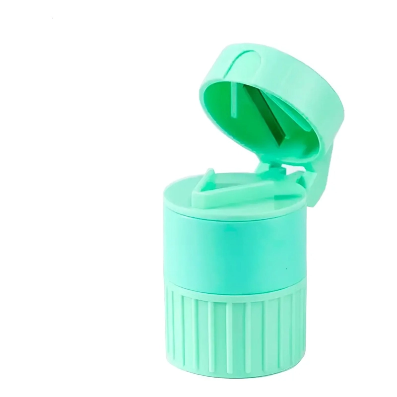 PASTILLERO CONTENEDOR CORTADOR Y MOLEDOR PORTATIL 4 EN 1 VERDE - 7