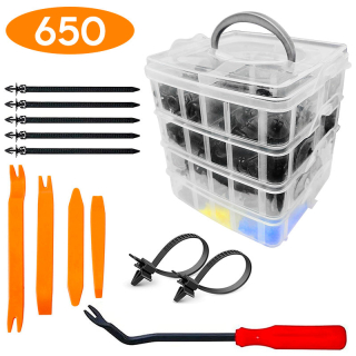 KIT 650 CLIP BROCHE RETENCION PLASTICO AUTO LATA TAPABARRO - 1