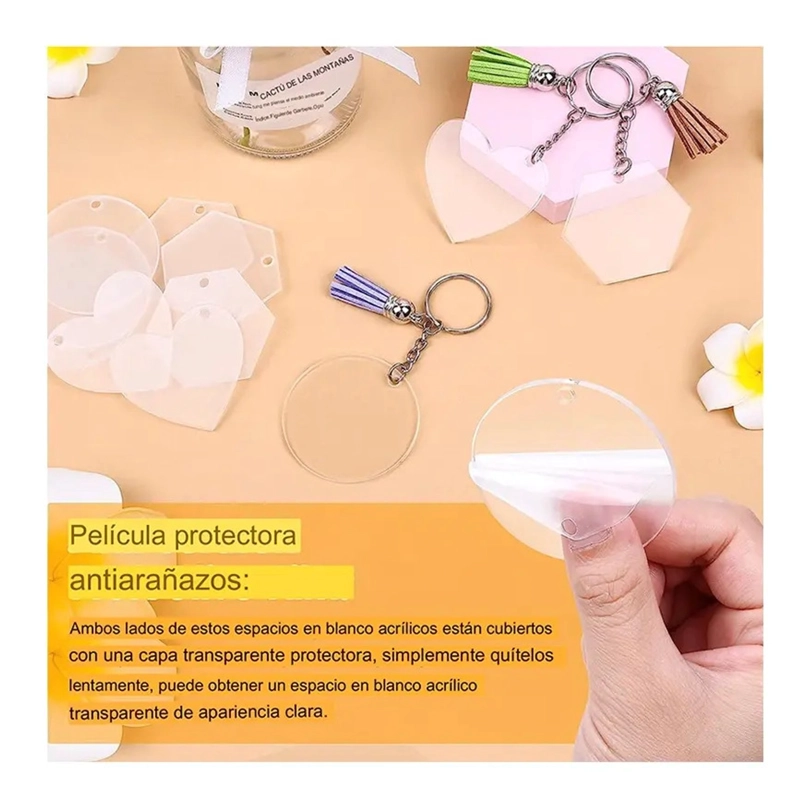 50 LLAVEROS ACRILICOS CUADRADO TRANSPARENTE PUBLICITARIO - 6