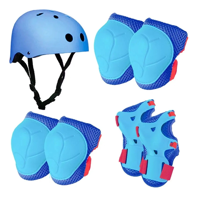 SET DE PROTECCION NIÑO AZUL CASCO RODILLERA CODERA MUÑEQUERA - 1