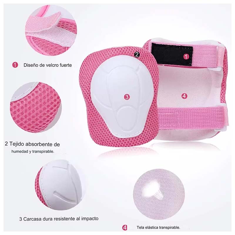 SET DE PROTECCIÓN NIÑA BLANCO CASCO RODILLERA CODERA MUÑEQUERA - 7
