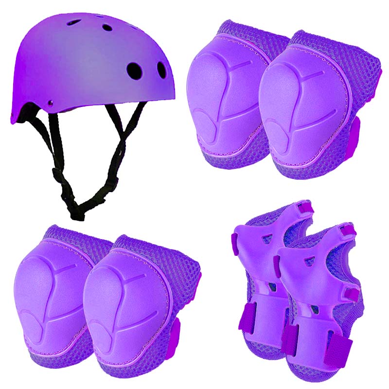 SET DE PROTECCIÓN NIÑA MORADO CASCO RODILLERA CODERA MUÑEQUERA - 1