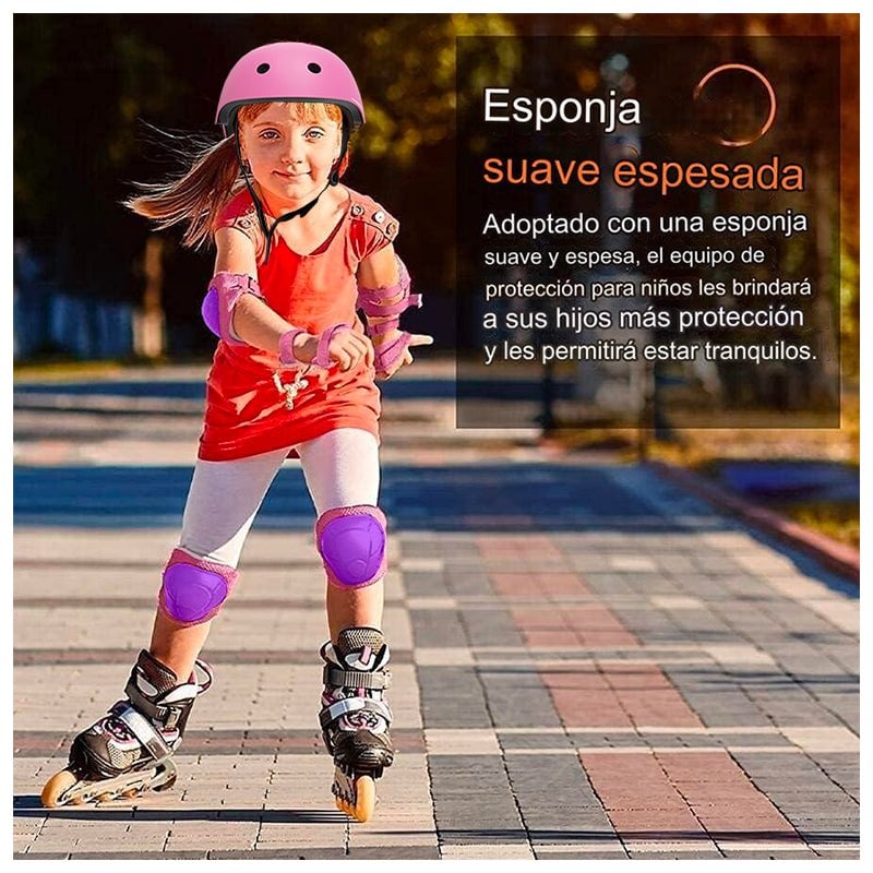 SET DE PROTECCIÓN NIÑA MORADO CASCO RODILLERA CODERA MUÑEQUERA - 4