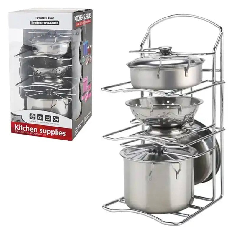 SET JUEGO DE OLLAS Y UTENSILIOS COCINA INFANTIL JUGUETE NIÑAS - 1