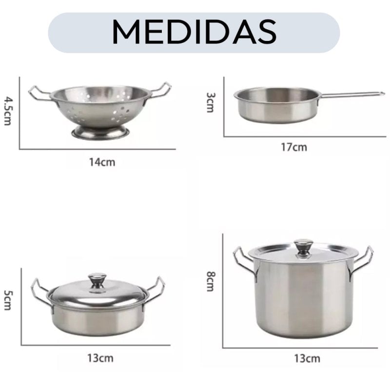 SET JUEGO DE OLLAS Y UTENSILIOS COCINA INFANTIL JUGUETE NIÑAS - 3