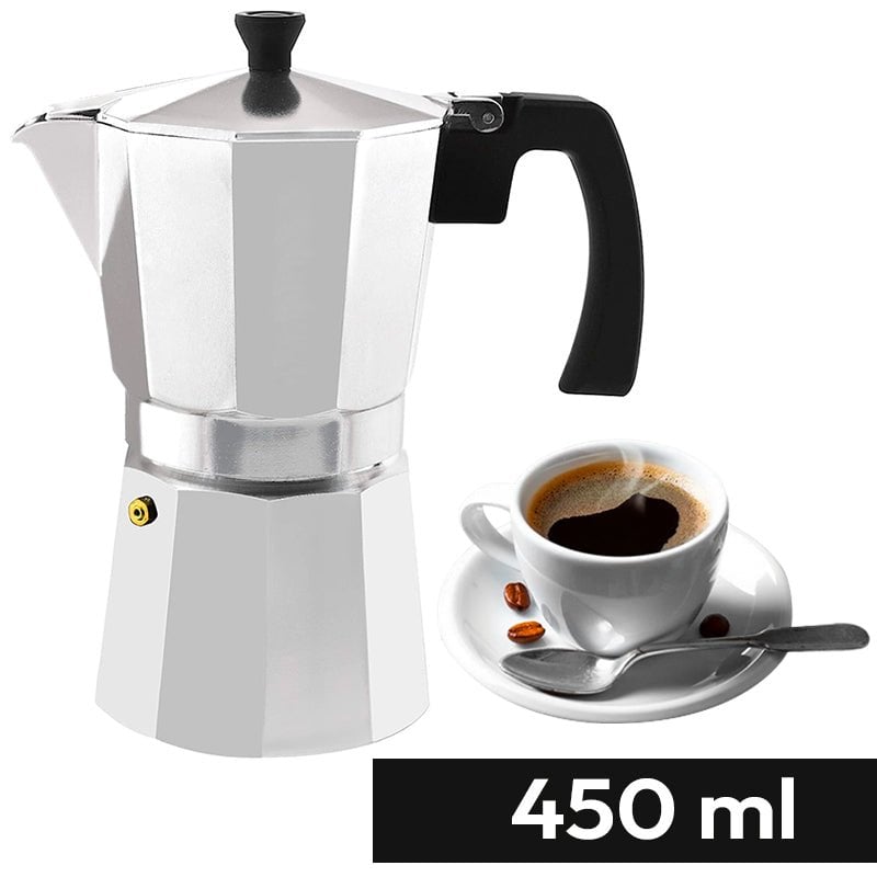 CAFETERA ITALIANA 450ML 9 TAZAS ESPRESSO ACERO INOXIDABLE - 1
