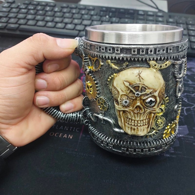 TAZA TAZON MUG CALAVERA DEL TIEMPO 400ML MEDIEVAL VIKINGO - 2
