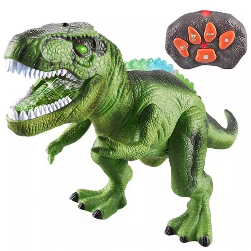 DINOSAURIO T-REX VERDE CONTROL REMOTO LUCES LED Y SONIDOS NIÑOS - 1