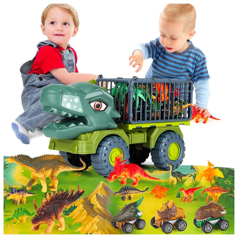CAMION TRANSPORTADOR DE DINOSAURIOS TIRANOSAURIO REX JUGUETE - 2