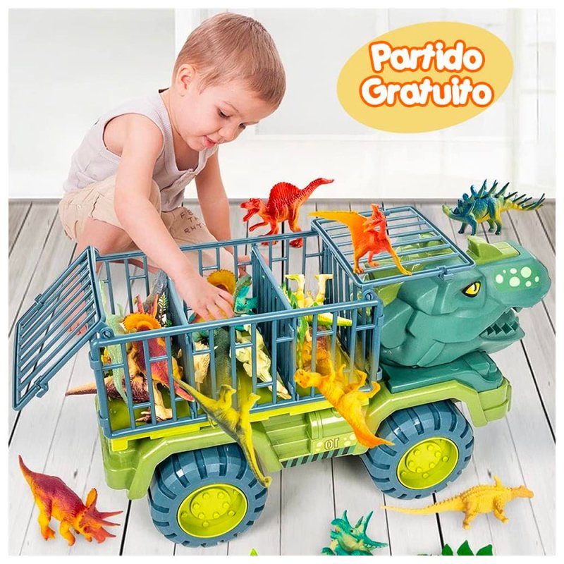 CAMION TRANSPORTADOR DE DINOSAURIOS TIRANOSAURIO REX JUGUETE - 4