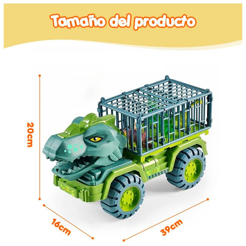CAMION TRANSPORTADOR DE DINOSAURIOS TIRANOSAURIO REX JUGUETE - 5
