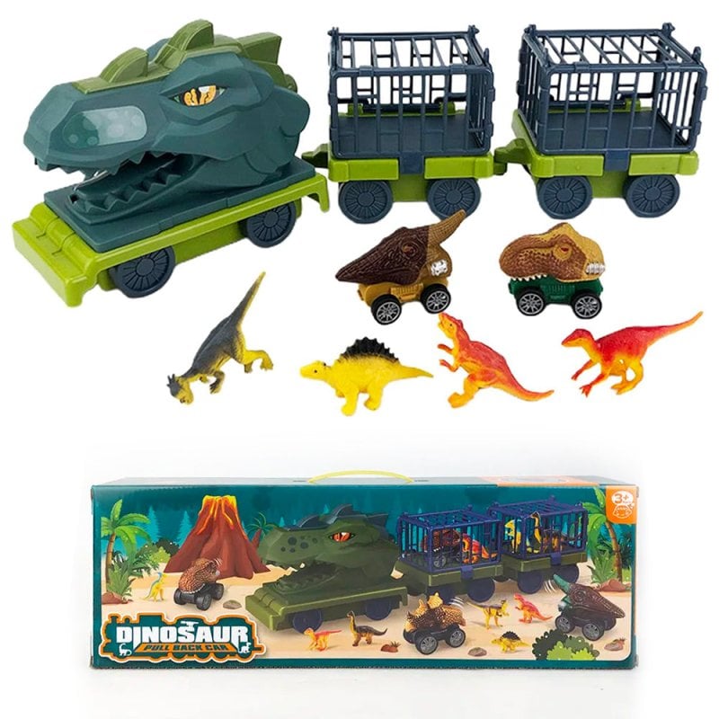CAMIÓN TRANSPORTADOR DE DINOSAURIOS CON JAULA NIÑOS JUGUETE - 1