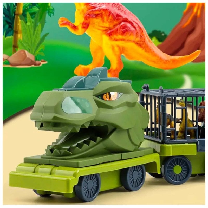 CAMIÓN TRANSPORTADOR DE DINOSAURIOS CON JAULA NIÑOS JUGUETE - 4