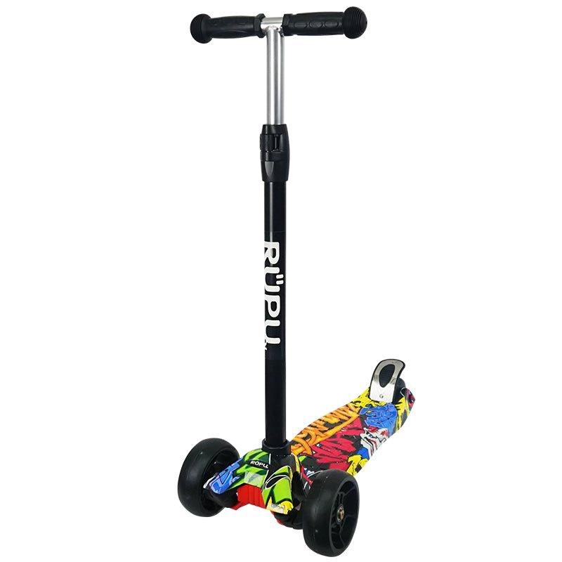 SCOOTER MONOPATIN RUPU FLORES MORADAS NIÑAS REGULABLE RUEDA LED - 2