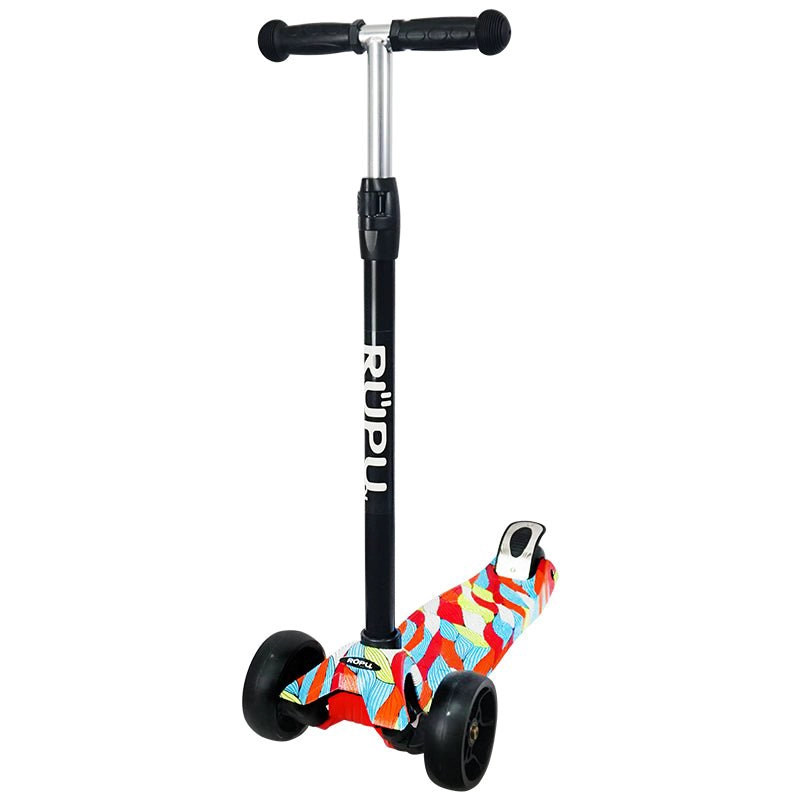 SCOOTER MONOPATIN RUPU FLORES MORADAS NIÑAS REGULABLE RUEDA LED - 2