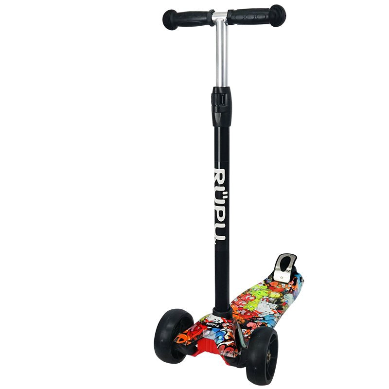SCOOTER MONOPATIN RUPU FLORES MORADAS NIÑAS REGULABLE RUEDA LED - 3