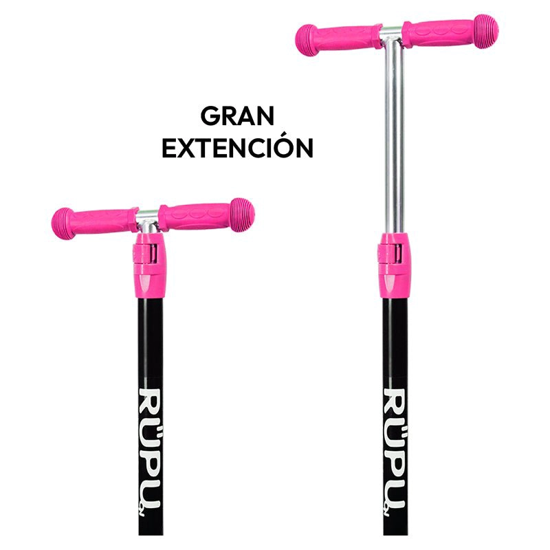 SCOOTER MONOPATIN RUPU FLORES MORADAS NIÑAS REGULABLE RUEDA LED - 4