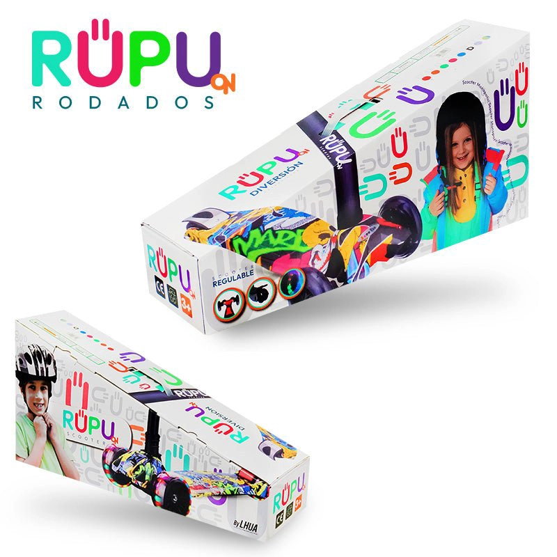SCOOTER MONOPATIN RUPU FLORES MORADAS NIÑAS REGULABLE RUEDA LED - 5