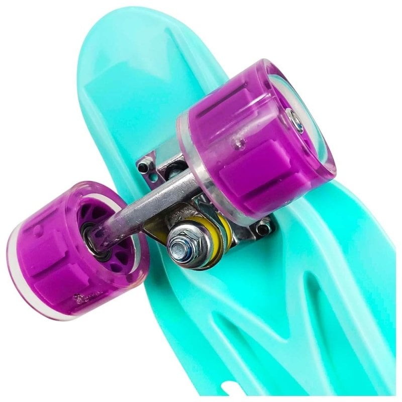 SKATE PENNY CARVING PATINETA TURQUESA PRINT RUEDAS LED NIÑAS - 3
