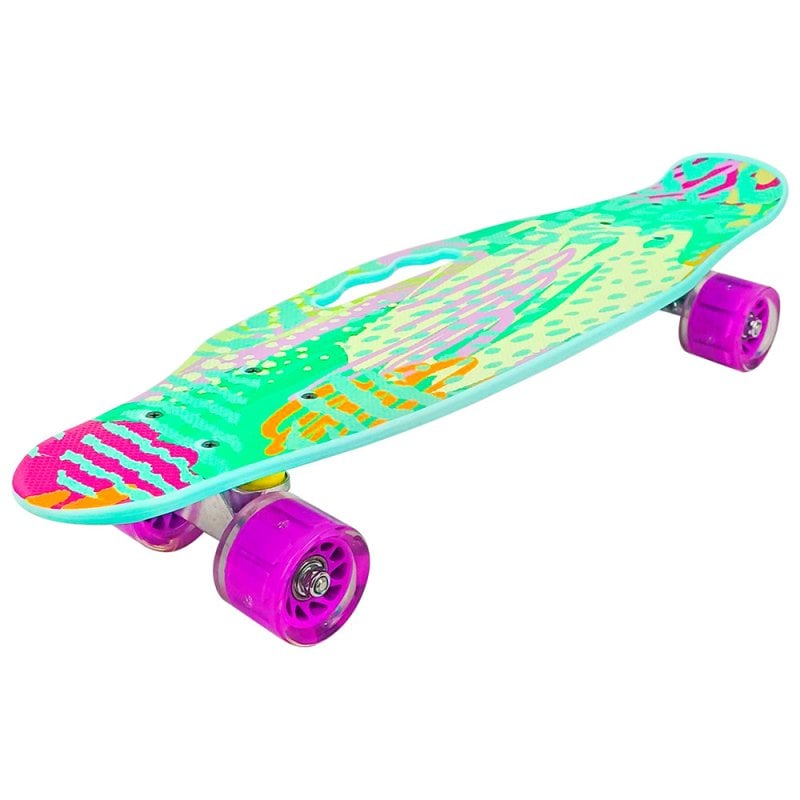 SKATE PENNY CARVING PATINETA TURQUESA PRINT RUEDAS LED NIÑAS - 4