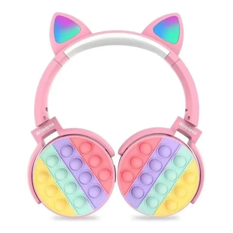 AUDIFONOS BLUETOOTH INALAMBRICO OREJAS GATO POP IT NIÑAS - 1