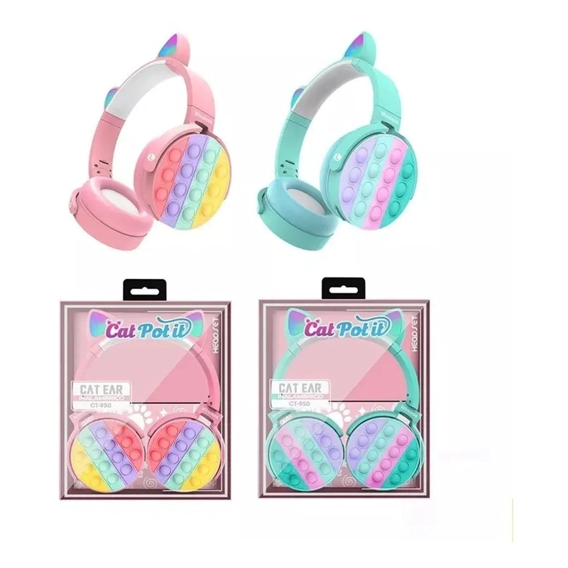 AUDIFONOS BLUETOOTH INALAMBRICO OREJAS GATO POP IT NIÑAS - 3