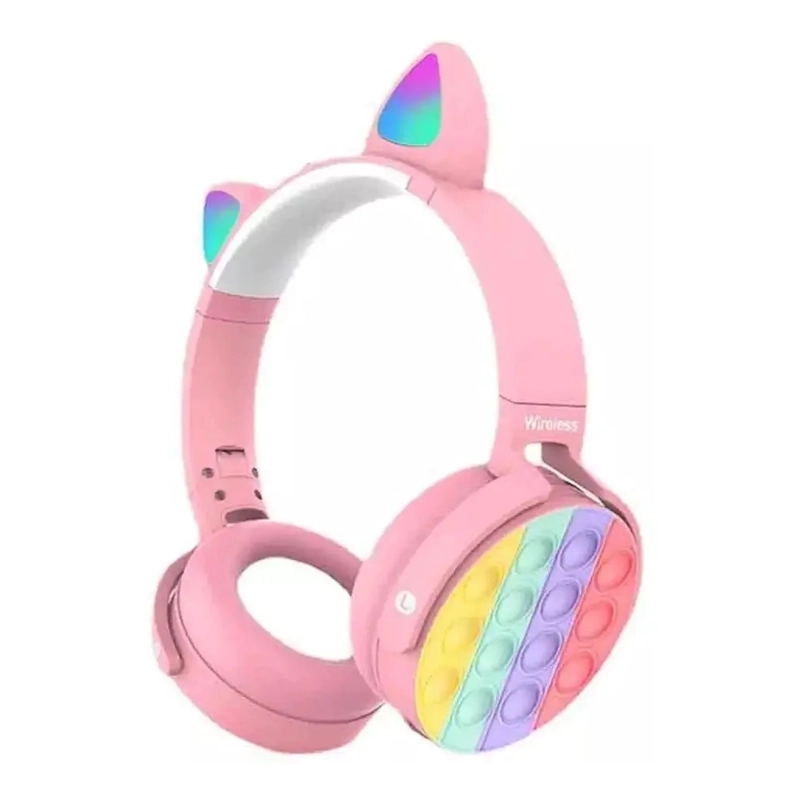 AUDIFONOS BLUETOOTH INALAMBRICO OREJAS GATO POP IT NIÑAS - 4