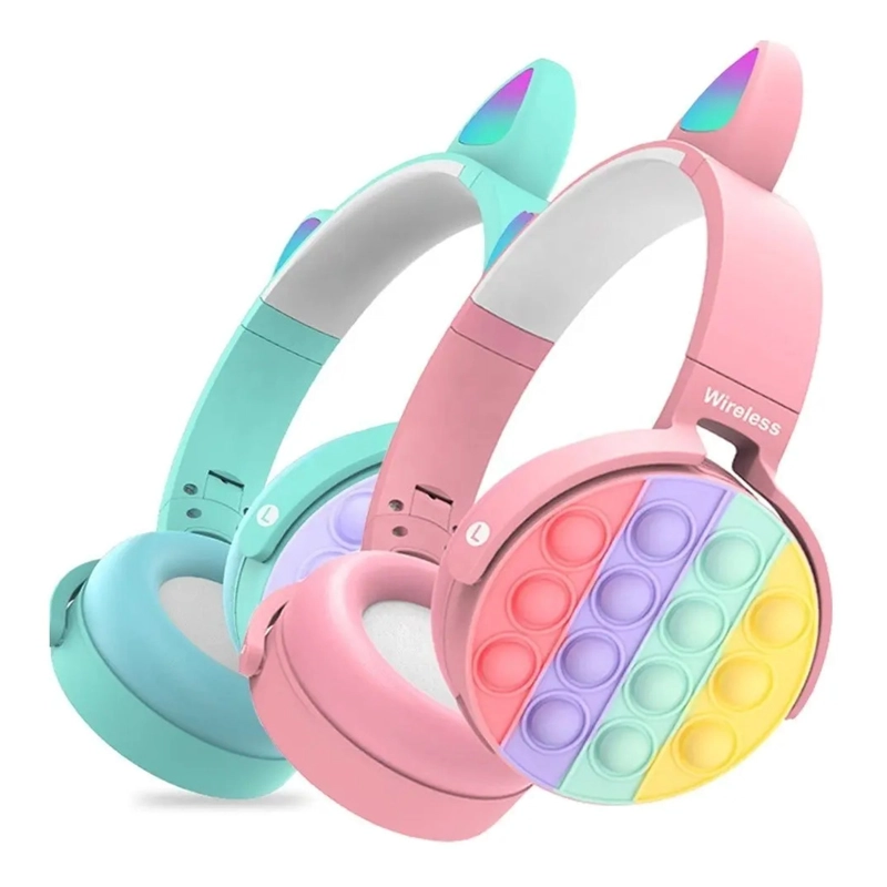 AUDIFONOS BLUETOOTH INALAMBRICO OREJAS GATO POP IT NIÑAS - 6
